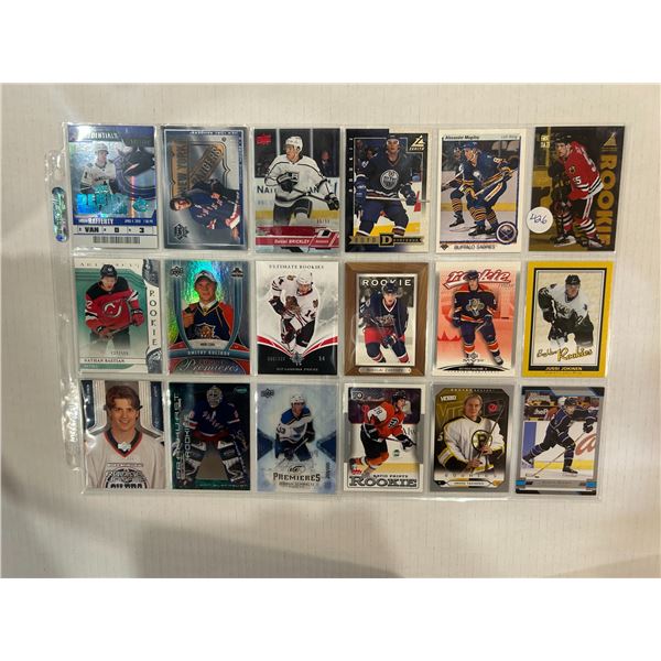 Assorted Rookie Cards - 2 Sheets (18 Hockey Cards)
