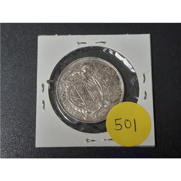 1952 Canada Silver 50 Cents Coin.