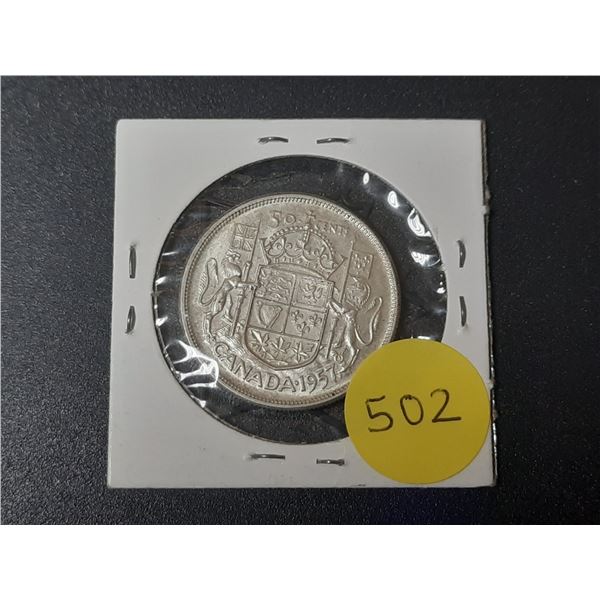 1957 Canada Silver 50 Cents Coin.