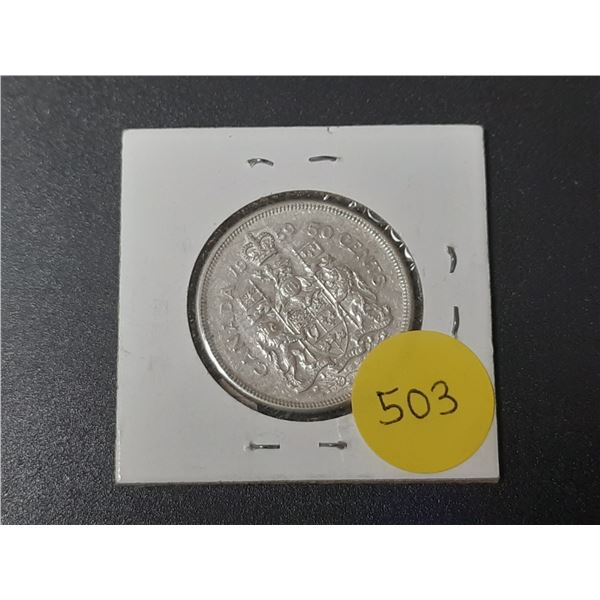 1959 Canada Silver 50 Cents Coin.