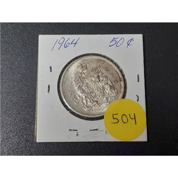 1964 Canada Silver 50 Cents Coin.