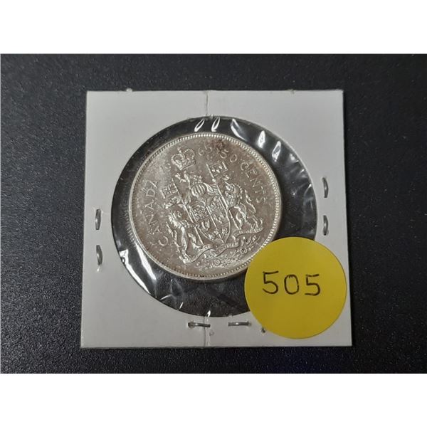 1965 Canada Silver 50 Cents Coin.