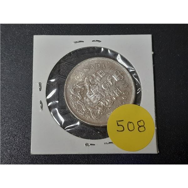 1965 Canada Silver 50 Cents Coin.