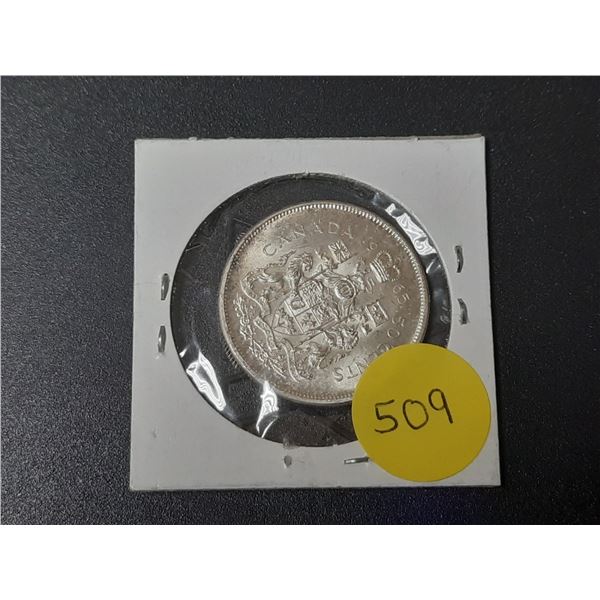 1965 Canada Silver 50 Cents Coin.