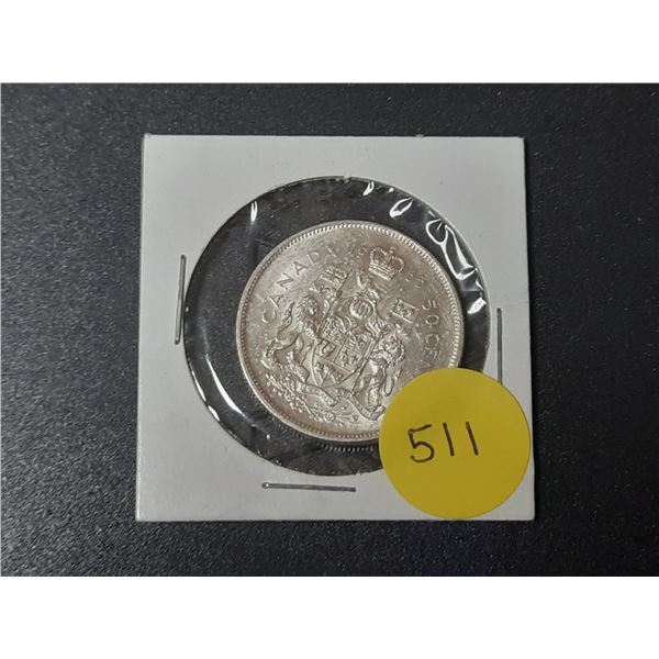 1965 Canada Silver 50 Cents Coin.