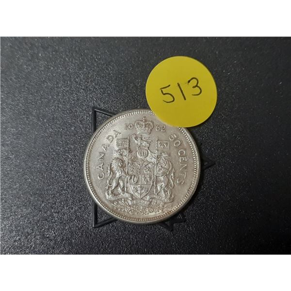 1962 Canada Silver 50 Cents Coin.