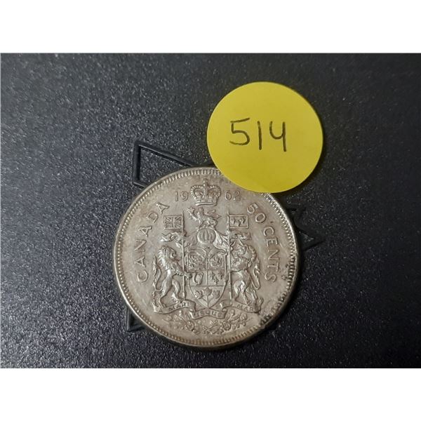 1962 Canada Silver 50 Cents Coin.