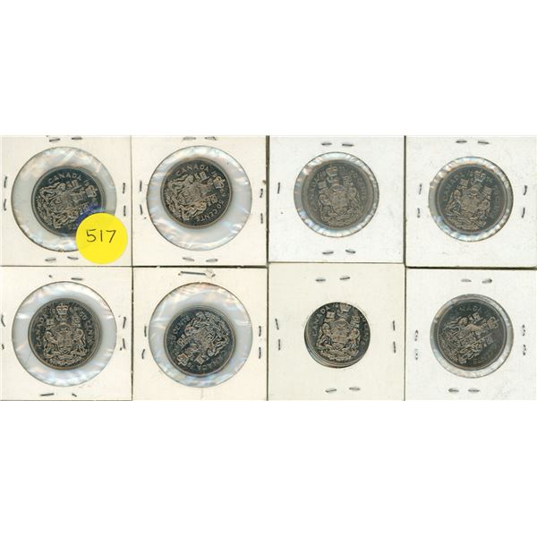 (3) 1969, 1971, (2) 1973, 1974, 1983 Canada 50 Cents Coins.