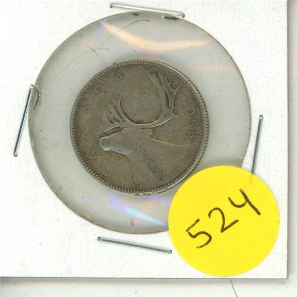 1953 Canada Silver 25 Cents.