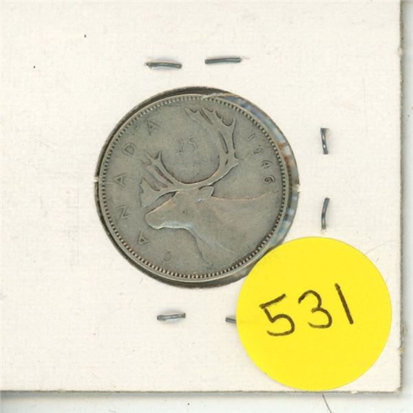 1946 Canada Silver 25 Cents.