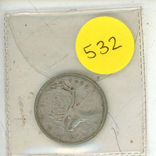 1946 Canada Silver 25 Cents.