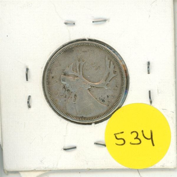 1956 Canada Silver 25 Cents.