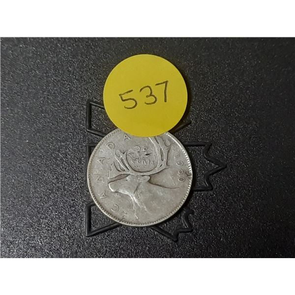 1950 Canada Silver 25 Cents.