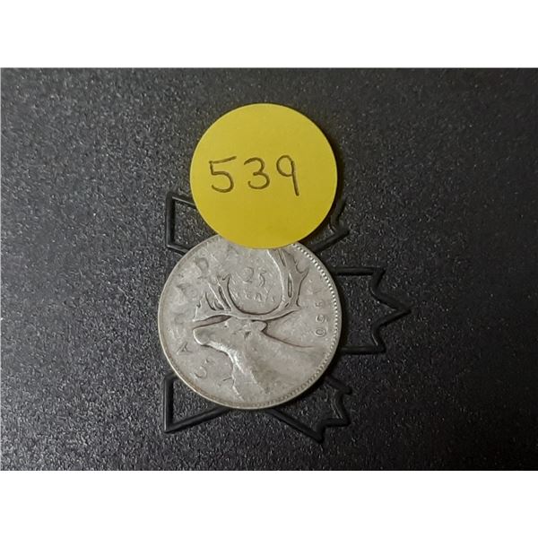1950 Canada Silver 25 Cents.