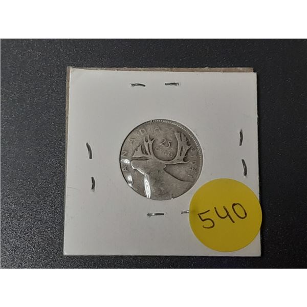 1941 Canada Silver 25 Cents.
