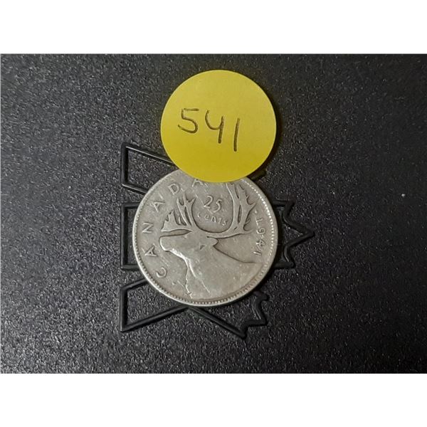 1941 Canada Silver 25 Cents.
