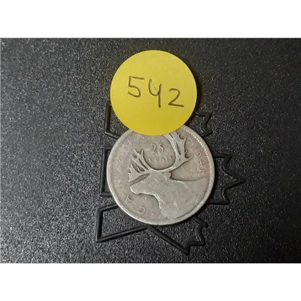 1941 Canada Silver 25 Cents.