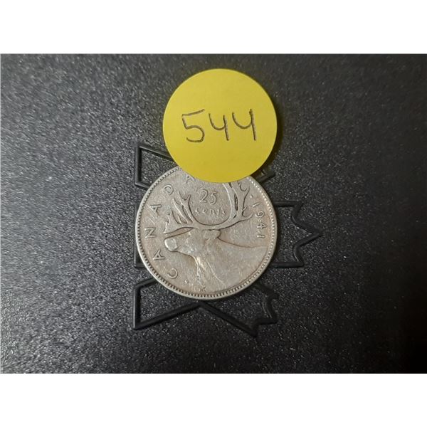 1941 Canada Silver 25 Cents.
