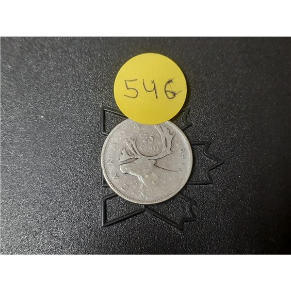 1941 Canada Silver 25 Cents.