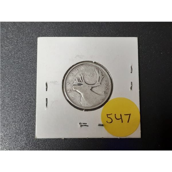 1943 Canada Silver 25 Cents.
