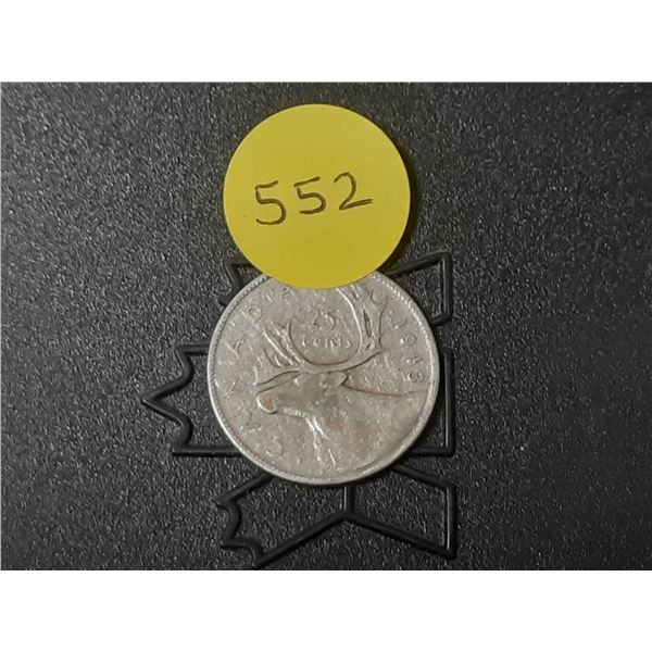 1943 Canada Silver 25 Cents.