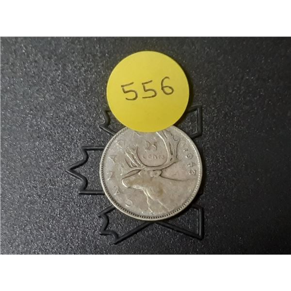 1943 Canada Silver 25 Cents.