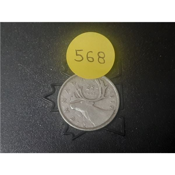 1939 Canada Silver 25 Cents.