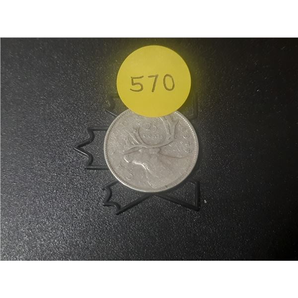 1944 Canada Silver 25 Cents.