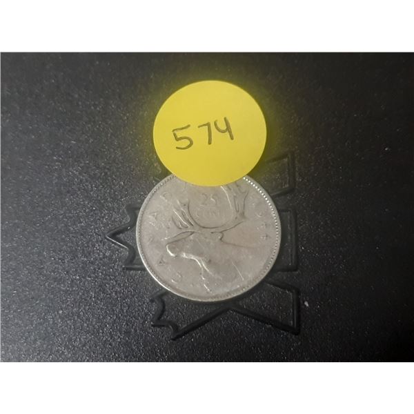 1944 Canada Silver 25 Cents.