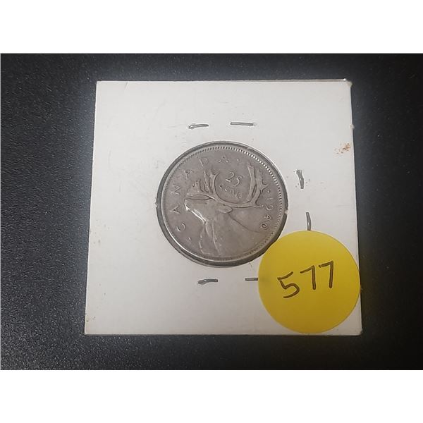 1940 Canada Silver 25 Cents.