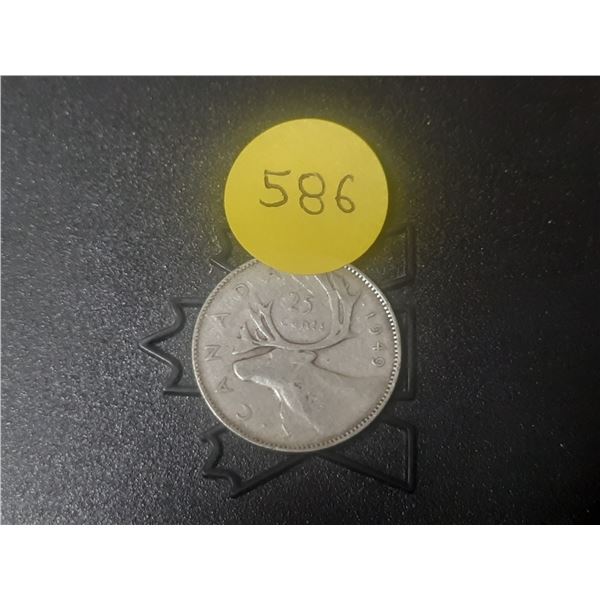 1949 Canada Silver 25 Cents.