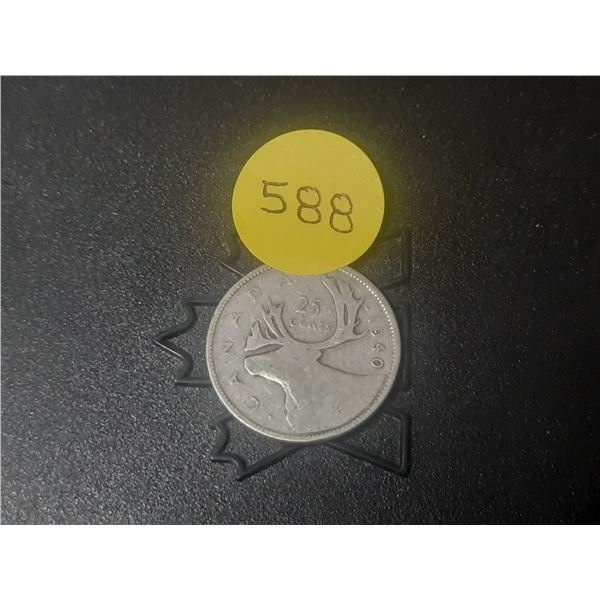 1940 Canada Silver 25 Cents.