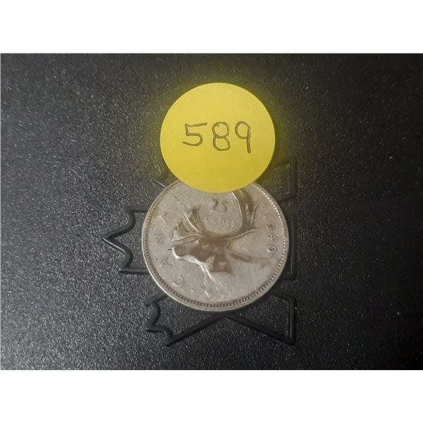 1940 Canada Silver 25 Cents.