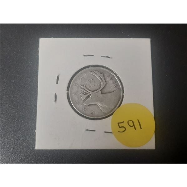 1945 Canada Silver 25 Cents.