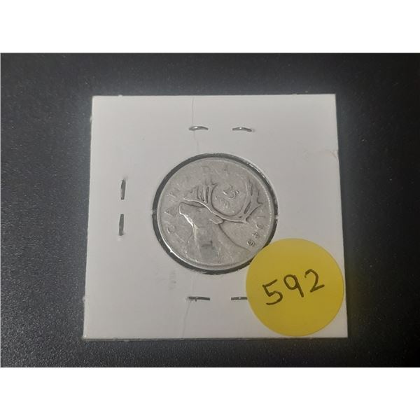 1945 Canada Silver 25 Cents.