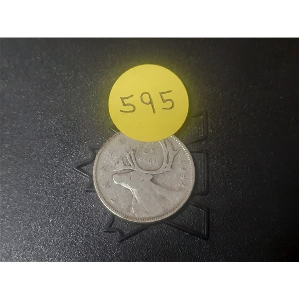 1942 Canada Silver 25 Cents.