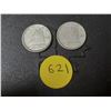 Image 1 : (2) 1947 Maple Leaf After 7 Canada Silver 10 Cents.