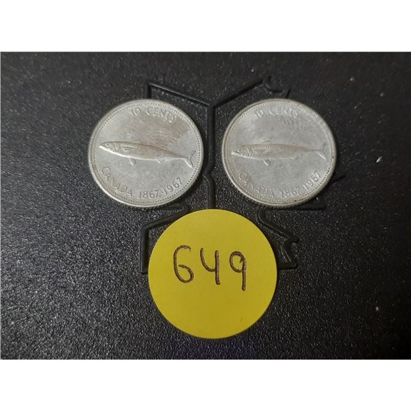(2) 1967 Canada Silver 10 Cents.