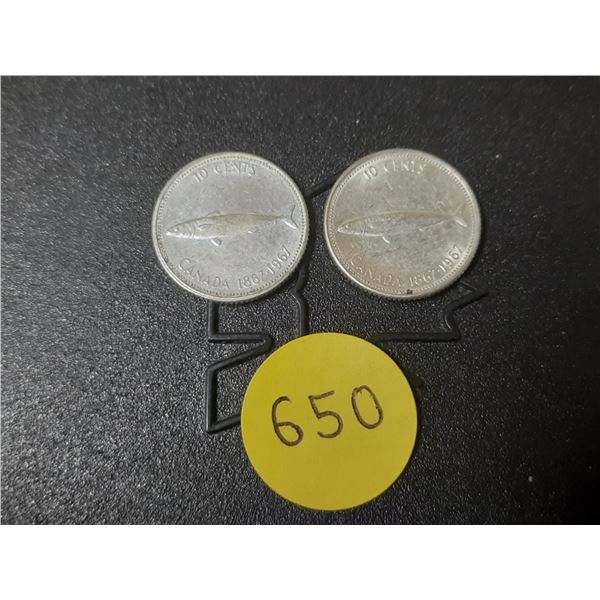 (2) 1967 Canada Silver 10 Cents.