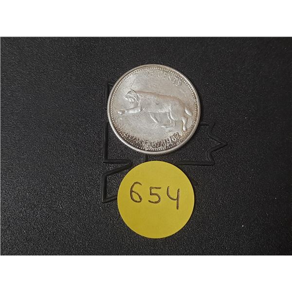 1967 Canada Silver 25 Cents.