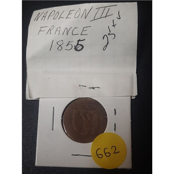 1855 "Napoleon III Empereur" Coin. (Might be 10 Centimes)