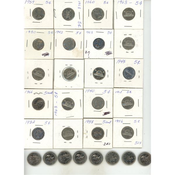 Lot of Canada 5 and 25 Cents. [Total (20) 5 Cents & (8) 25 Cents]