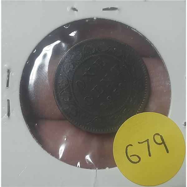 1859 Canada Large One Cent Coin.