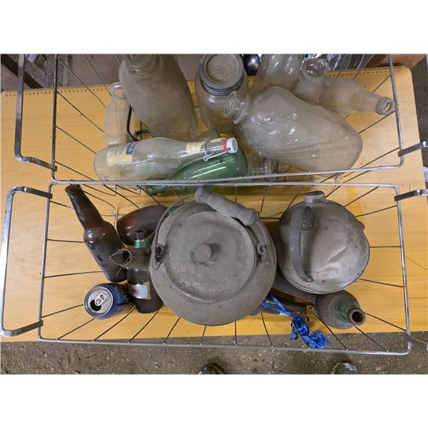 Lot of misc bottles and kettles