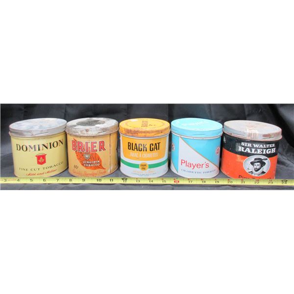 5 Different Vintage Tabacco Tins