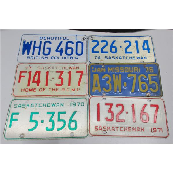 6- 1970's License Plates