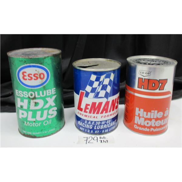 3 Oil Tins (1 full, 1 bank)_