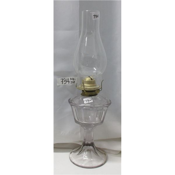 Turning Purple Glass #2 coal Oil Lamp with Chimney