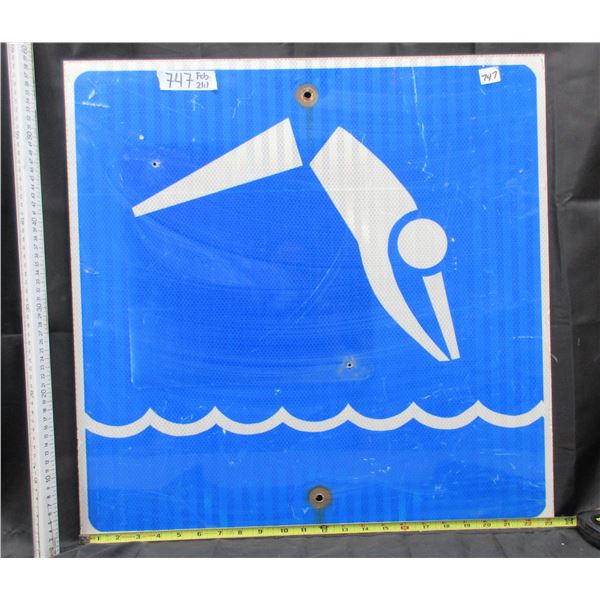 Swimming Allowed Metal Highway Sign