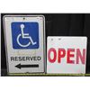 Image 2 : 2 Different Metal Road Signs (Reserved and Open)